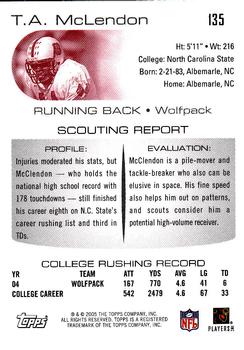 2005 Topps Draft Picks & Prospects #135 T.A. McLendon Back