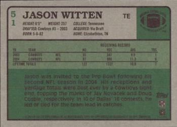2005 Topps Heritage #51 Jason Witten Back