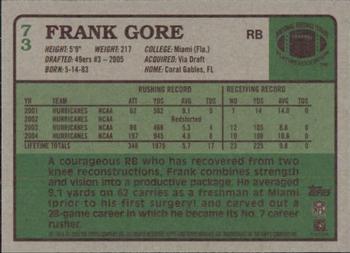 2005 Topps Heritage #73 Frank Gore Back