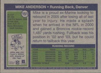 2005 Topps Heritage #151 Mike Anderson Back