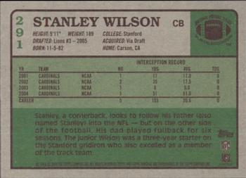 2005 Topps Heritage #291 Stanley Wilson Back
