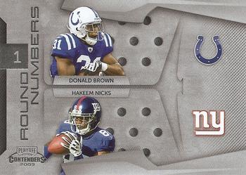 2009 Playoff Contenders - Round Numbers #11 Donald Brown / Hakeem Nicks Front
