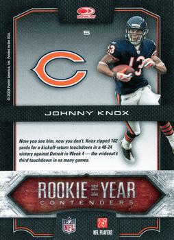 2009 Playoff Contenders - ROY Contenders #5 Johnny Knox Back