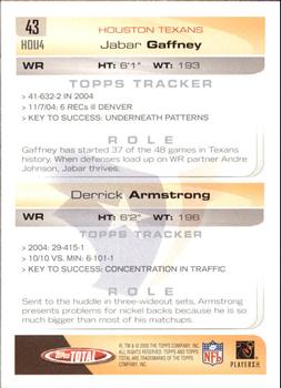 2005 Topps Total #43 Derick Armstrong / Jabar Gaffney Back