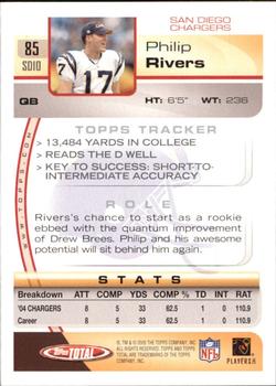 2005 Topps Total #85 Philip Rivers Back