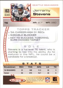 2005 Topps Total #163 Jerramy Stevens Back