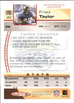 2005 Topps Total #170 Fred Taylor Back