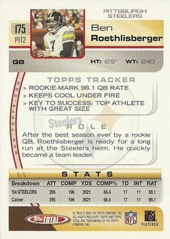 2005 Topps Total #175 Ben Roethlisberger Back