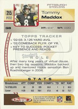 2005 Topps Total #215 Tommy Maddox Back