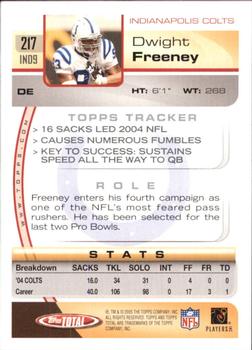 2005 Topps Total #217 Dwight Freeney Back