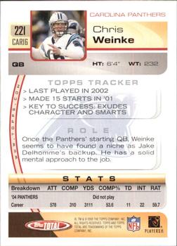 2005 Topps Total #221 Chris Weinke Back