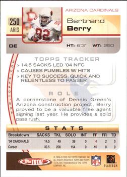 2005 Topps Total #250 Bertrand Berry Back