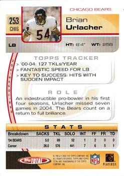 2005 Topps Total #253 Brian Urlacher Back
