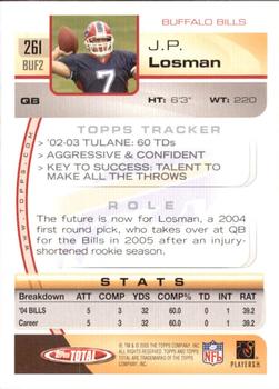 2005 Topps Total #261 J.P. Losman Back
