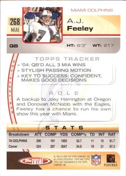 2005 Topps Total #268 A.J. Feeley Back