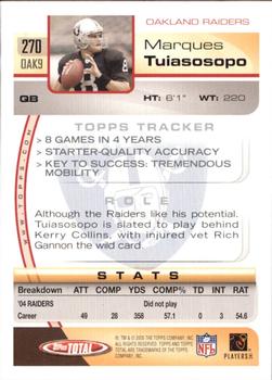 2005 Topps Total #270 Marques Tuiasosopo Back