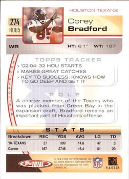 2005 Topps Total #274 Corey Bradford Back