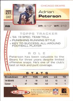 2005 Topps Total #277 Adrian Peterson Back