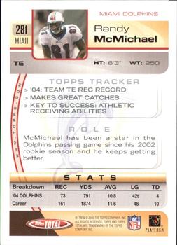 2005 Topps Total #281 Randy McMichael Back