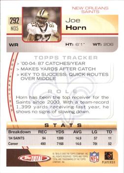 2005 Topps Total #292 Joe Horn Back