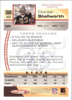 2005 Topps Total #300 Donte Stallworth Back