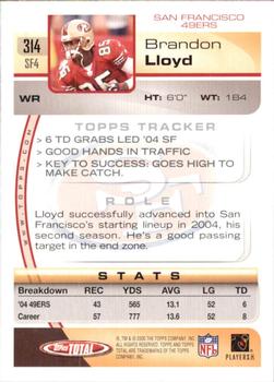 2005 Topps Total #314 Brandon Lloyd Back