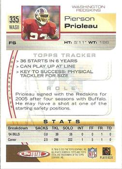 2005 Topps Total #335 Pierson Prioleau Back