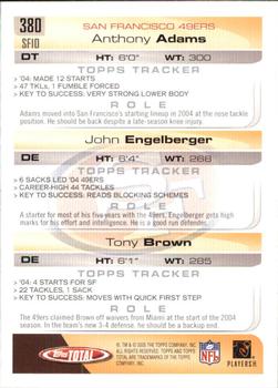 2005 Topps Total #380 John Engelberger / Tony Brown / Anthony Adams Back