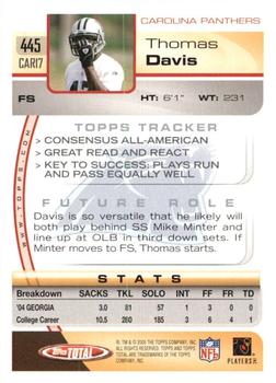 2005 Topps Total #445 Thomas Davis Back
