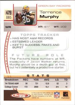 2005 Topps Total #479 Terrence Murphy Back