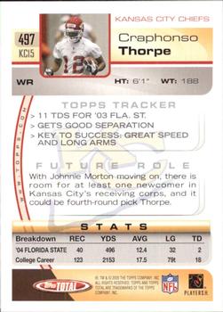 2005 Topps Total #497 Craphonso Thorpe Back