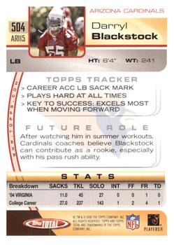 2005 Topps Total #504 Darryl Blackstock Back