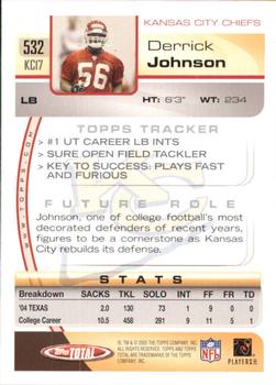 2005 Topps Total #532 Derrick Johnson Back