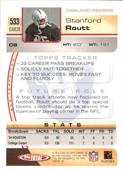 2005 Topps Total #533 Stanford Routt Back