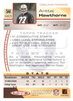 2005 Topps Total #541 Anttaj Hawthorne Back