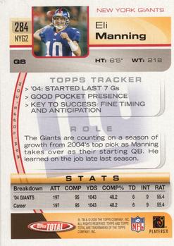 2005 Topps Total #284 Eli Manning Back