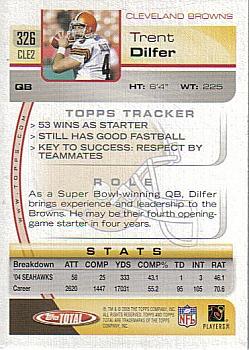 2005 Topps Total #326 Trent Dilfer Back