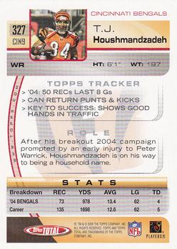2005 Topps Total #327 T.J. Houshmandzadeh Back