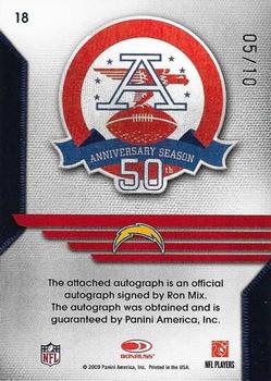 2009 Playoff National Treasures - AFL 50th Anniversary Signatures #18 Ron Mix Back