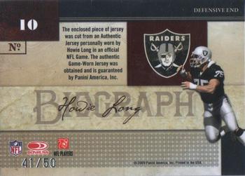 2009 Playoff National Treasures - Biography Materials #10 Howie Long Back