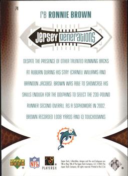 2005 UD Mini Jersey Collection #74 Ronnie Brown Back