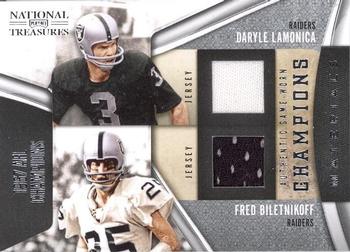 2009 Playoff National Treasures - Champions Materials Combo #4 Daryle Lamonica / Fred Biletnikoff Front