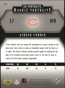 2005 Upper Deck Portraits #145 Airese Currie Back