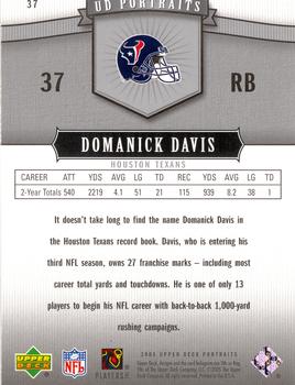 2005 Upper Deck Portraits #37 Domanick Davis Back