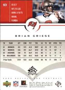 2005 Upper Deck Reflections #93 Brian Griese Back
