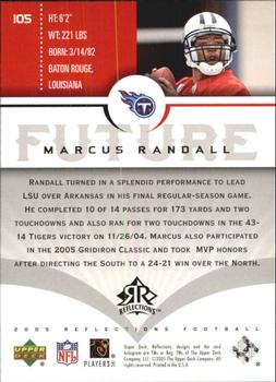 2005 Upper Deck Reflections #105 Marcus Randall Back