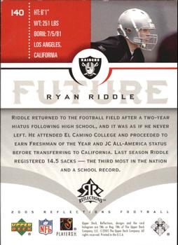 2005 Upper Deck Reflections #140 Ryan Riddle Back