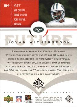 2005 Upper Deck Reflections #194 Jovan Witherspoon Back