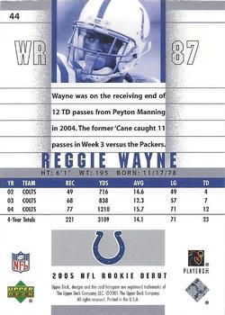 2005 Upper Deck Rookie Debut #44 Reggie Wayne Back