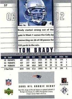 2005 Upper Deck Rookie Debut #57 Tom Brady Back